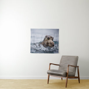 Tenture Animaux de bébés cutest   Otter Baby & Mère