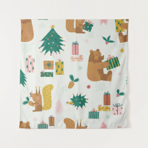 Tenture Animaux de la forêt de Noël : Vibe Vintage