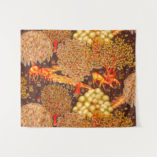 Tenture ANIMAUX FORESTIERS, CERFS PAR UN BROOK Red Yellow