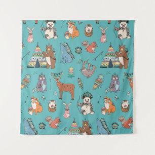 Tenture Animaux tribaux : motif forestier.