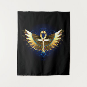 Tenture Ankh or avec ailes