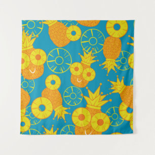Tenture Anneaux d'ananas : Caricature de Doodle Vintage.