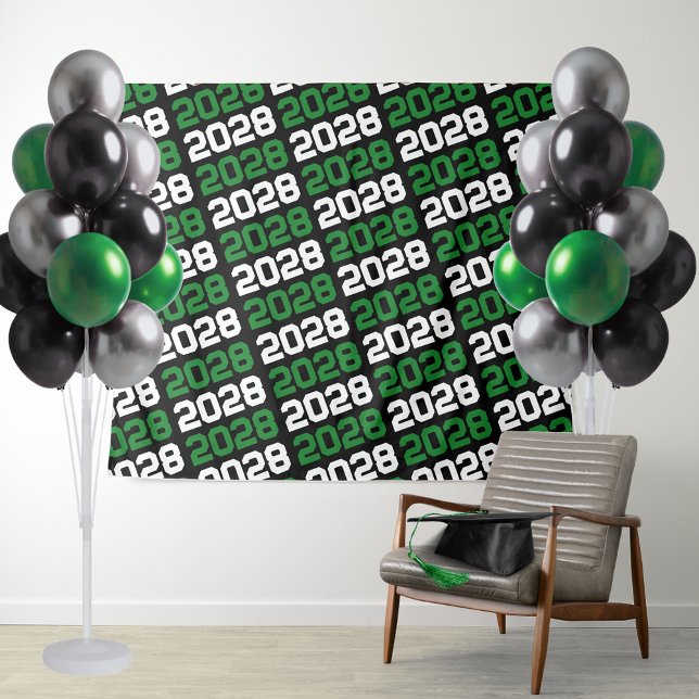 Tenture Année noire et verte Contexte d'obtention du diplô (Black and Green Repeating Class Year Backdrop. Great for Senior Portraits or for Photo Booths!)