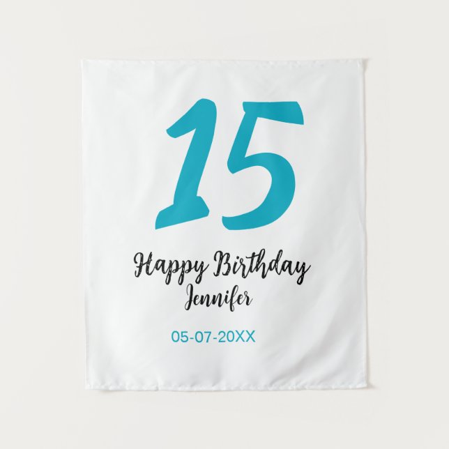 Tenture anniversaire 15 ans quiencenera ajouter date année (Devant)