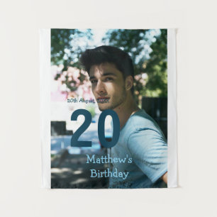 Tenture anniversaire 20 ans ajouter nom photo date homme b