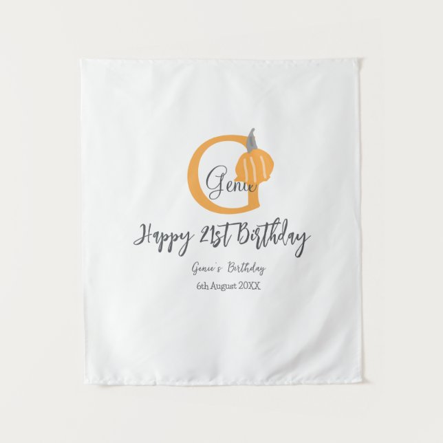 Tenture Anniversaire 21 ans automne citrouille orange past (Devant)