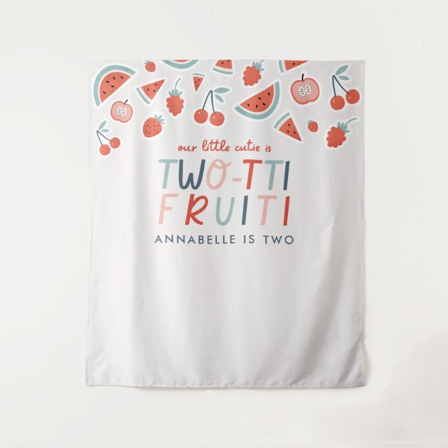 Tenture anniversaire 2 ans fruits rouge été fête d'enfants (Devant)