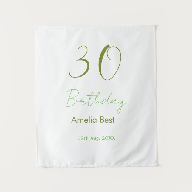 TENTURE ANNIVERSAIRE 30 ANS NOM DATE GRAS RETRO PASTEL SI (Devant)