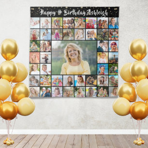 Tenture Anniversaire 45 Photo Collage Confetti Brush Scrip