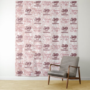Tenture Anniversaire 50 ans Moderne Élégant Rose Gold
