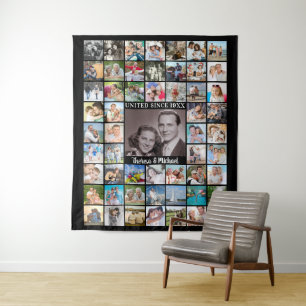 Tenture Anniversaire 55 Collage de photos Souvenirs Toile