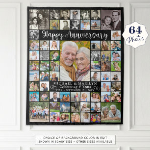 Tenture Anniversaire 64 Photo Collage de votre couleur