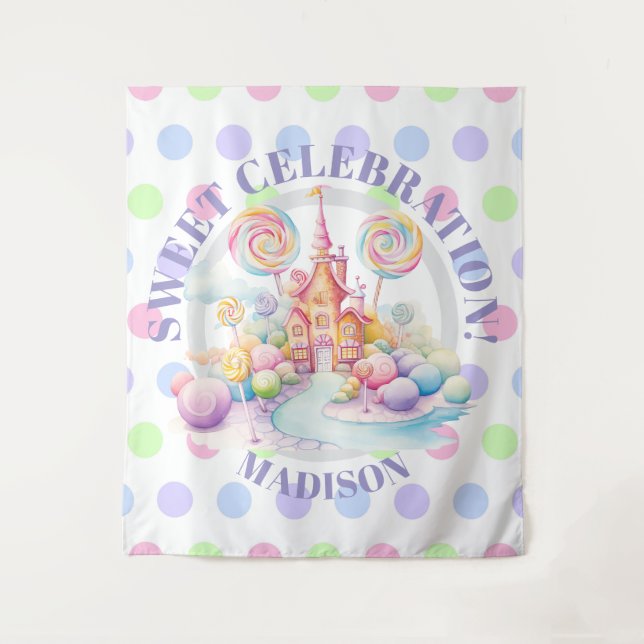 Tenture Anniversaire Candyland Pastel Aquarelle Fantaisist (Devant)