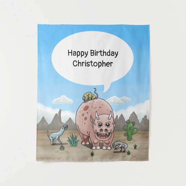 Tenture anniversaire de dinosaure fantastique (Devant)