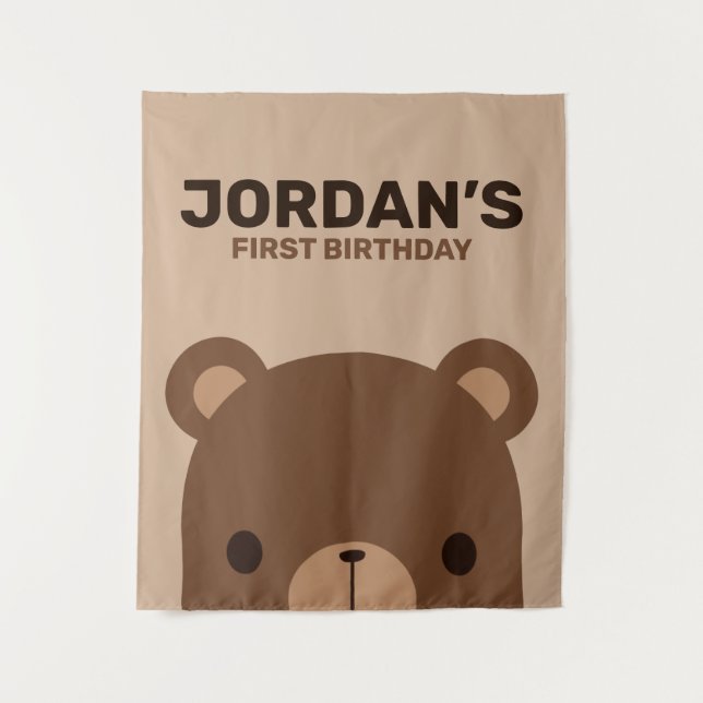 Tenture Anniversaire de l'ours brun mignon (Devant)