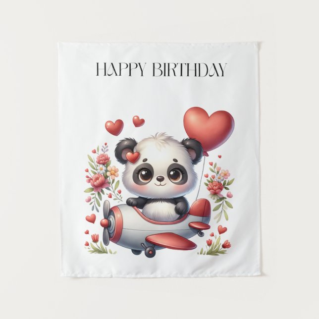 Tenture Anniversaire de Panda Pilote (Devant)