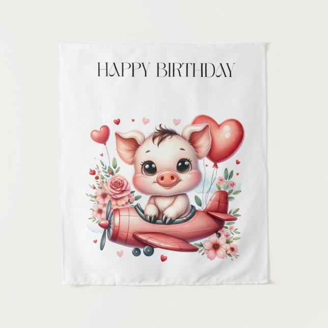 Tenture Anniversaire de Pig Pilot (Devant)