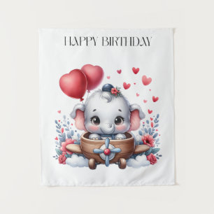 Tenture Anniversaire d'éléphant volant
