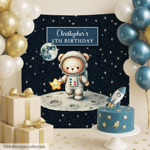 Tenture Anniversaire du garçon Cute Teddy Bear Astronaut W