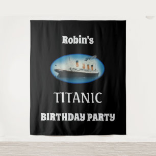 Tenture Anniversaire du Titanic Bateau noir RMS Ligne Whit