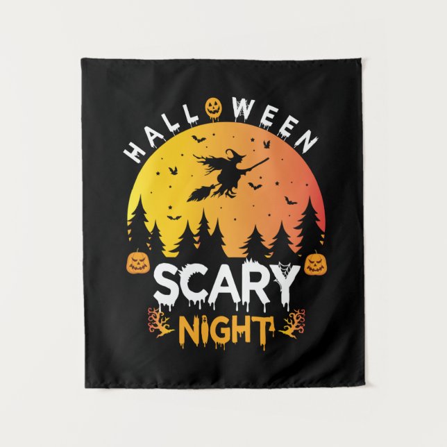 Tenture Anniversaire Nuit Effrayante Halloween (Devant)