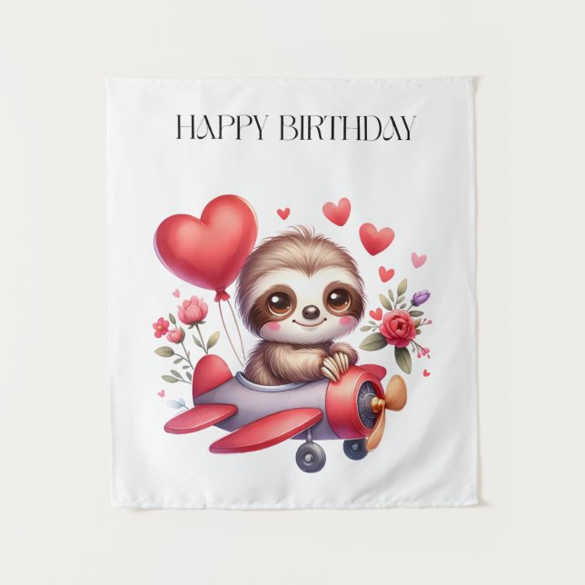 Tenture Anniversaire Pilote Paresseux (Devant)