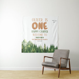 Tenture Anniversaire rustique vert forêt premier joyeux ca