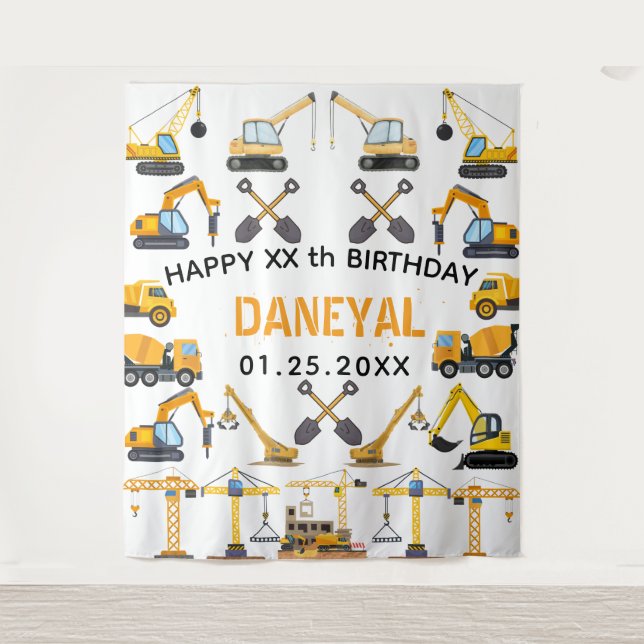 Tenture Anniversaire Simple de Construction pour Enfants M (Devant)