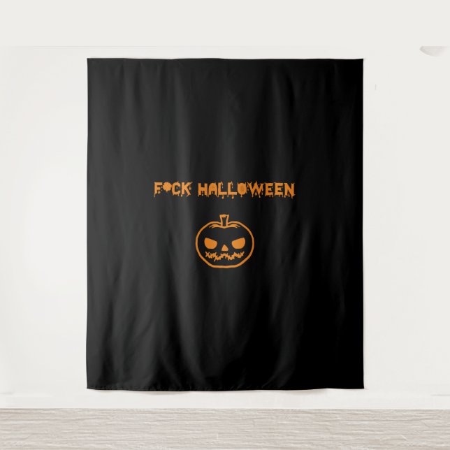 Tenture Anti Halloween citrouille jack-o' lantern (Devant)