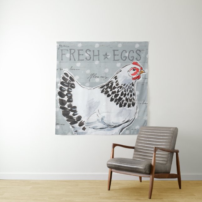 Tenture Appel II de coqs (En situation (horizontale))