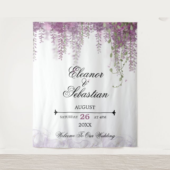 Tenture Appel Romantique Calligraphie Glycine Violet Maria (Devant)