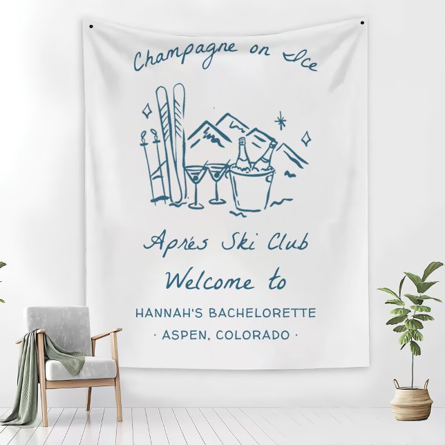 Tenture Après Ski Champagne on Ice Winter Bach Party (Créateur téléchargé)