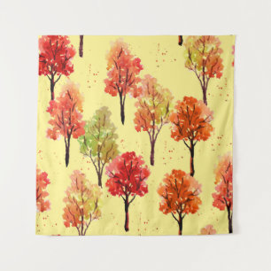 Tenture Aquarelle Arbres d'automne : Illustration transpar
