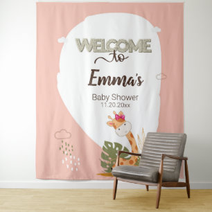 Tenture Aquarelle Baby Giraffe, Bienvenue au Baby shower