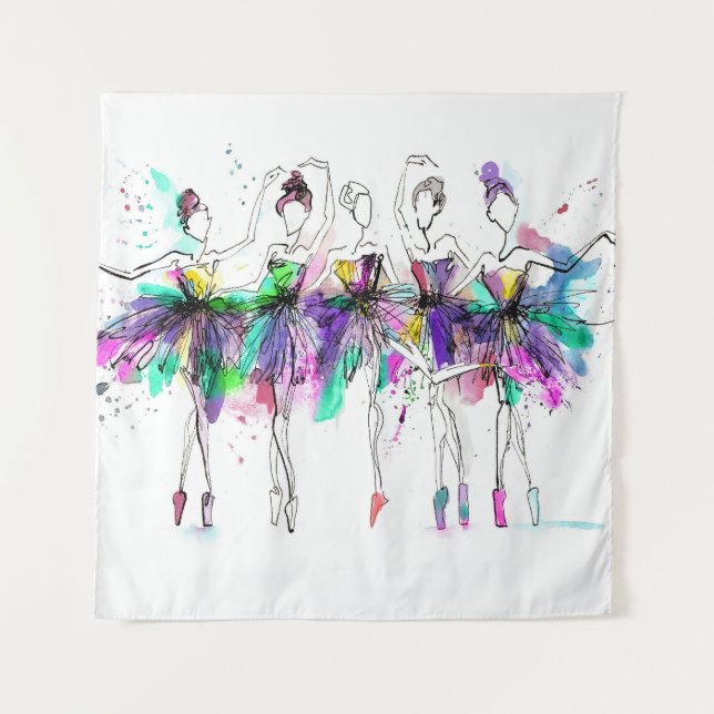 Tenture Aquarelle Ballerinas : Bright Dance Illustration (Devant)