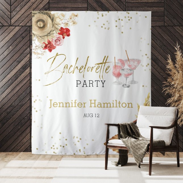 Tenture Aquarelle Boho Bacheloror Party Contexte (Créateur téléchargé)