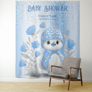 Tenture Aquarelle Canard bleu Floral fond