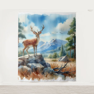 Tenture Aquarelle cerf dans la nature
