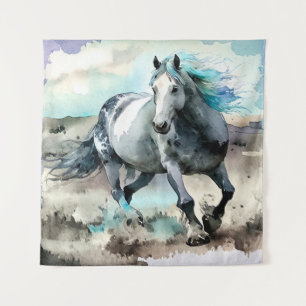 Tenture Aquarelle Cheval de Trait Galopant