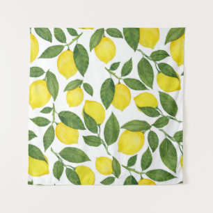 Tenture Aquarelle Citrons : Motif de fruits d'été