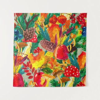 Tenture Aquarelle d'automne en continu motif avec mus feui