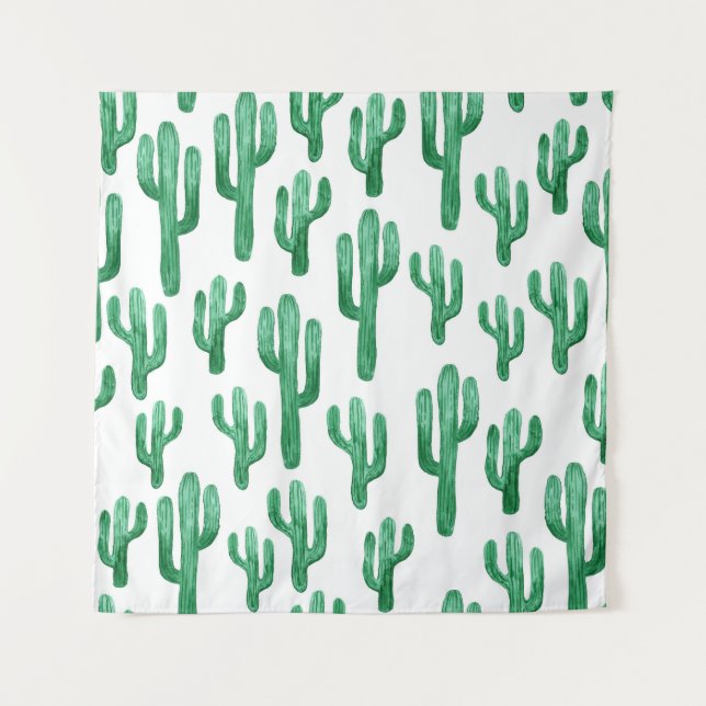 Tenture Aquarelle de cactus : illustration à main (Devant)