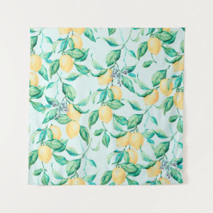 Tenture Aquarelle de citron bleu motif