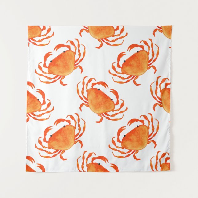 Tenture Aquarelle de crabe : Motif Arrière - plan blanc (Devant)