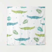 Aquarelle de crocodile : Motif Vintage d'alligator