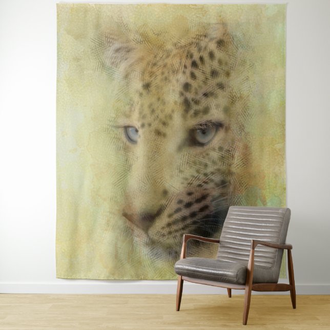 Tenture  Aquarelle de la faune du léopard d'Afrique (En situation)
