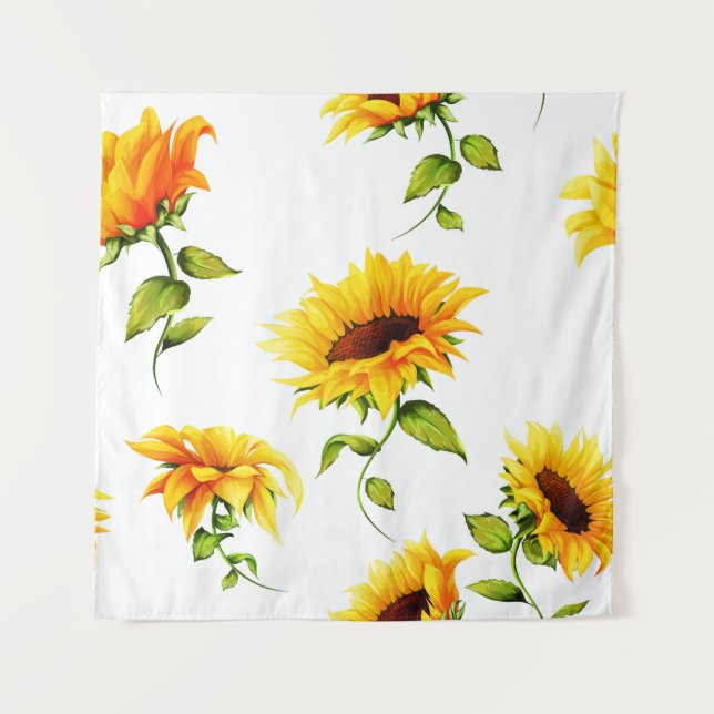 Tenture Aquarelle de tournesol à main vintage (Devant)