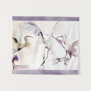 Tenture Aquarelle de "trois grues de danse"