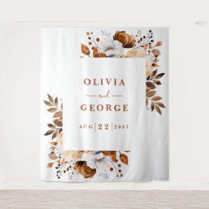 Tenture Aquarelle en terre cuite Floral Photo Booth fond