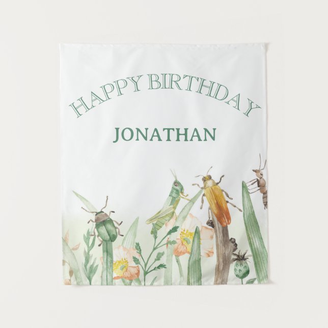 Tenture Aquarelle Enfant Insecte Puces Anniversaire (Devant)